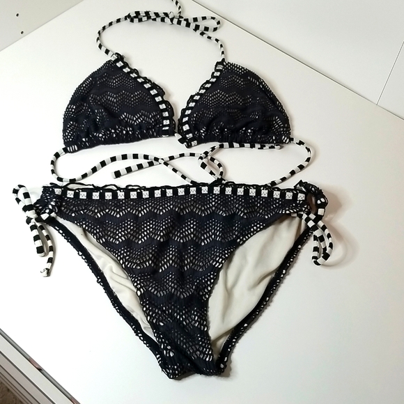 California Waves Swim California Waves Womens Two Piece Black White